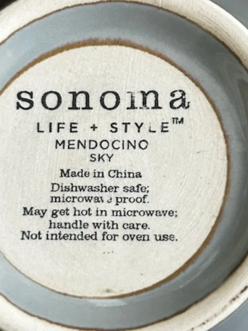 Set of 4 Sonoma Life & Style Mendocino Sky Blue Oatmeal Stoneware Bowls